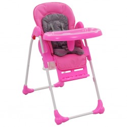 Sonata Високо бебешко столче за хранене, розово и сиво - Мебели за детска стая