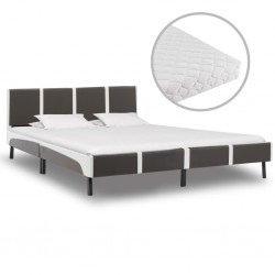 Sonata Легло с матрак, сиво и бяло, изкуствена кожа, 180x200 см - Легла
