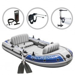 Intex Надуваем комплект лодка Excursion 4 с двигател и скоба - Водни спортове