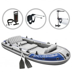 Intex Надуваем комплект лодка Excursion 5 с двигател и скоба - Водни спортове