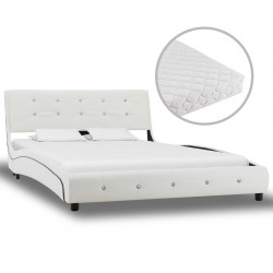 Sonata  Легло с матрак, бяло, изкуствена кожа, 120x200 cм - Легла