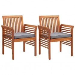 Sonata Градински трапезни столове с възглавници, 2 бр, акация масив - Градински столове