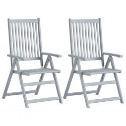 Sonata Градински накланящи се столове, 2 бр, сиви, акация масив - Градински столове