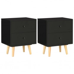 Sonata Нощни шкафчета, 2 бр, черни, 40x30x50 см, бор масив - Нощни шкафчета