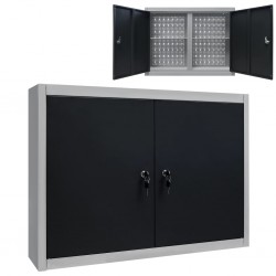 Sonata Стенен шкаф за инструменти, индустриален, метал, сиво и черно - Мебели от метал