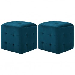 Sonata Пуфове, 2 бр, сини, 30x30x30 см, кадифен текстил - Мека мебел