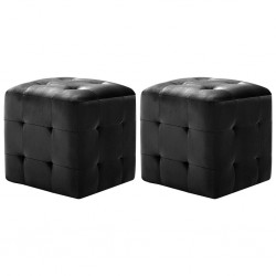 Sonata Пуфове, 2 бр, черни, 30x30x30 см, кадифен текстил - Мека мебел