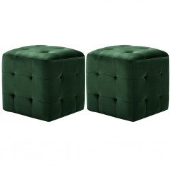 Sonata Пуфове, 2 бр, зелени, 30x30x30 см, кадифен текстил - Мека мебел