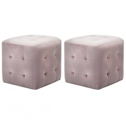 Sonata Пуфове, 2 бр, розови, 30x30x30 см, кадифен текстил - Мека мебел