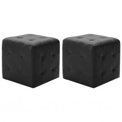 Sonata Пуфове, 2 бр, черни, 30x30x30 см, изкуствена кожа - Мека мебел