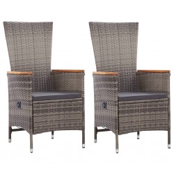 Sonata Външни столове с възглавници, 2 бр, полиратан, сиви - Градински столове