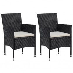 Sonata Градински трапезни столове, 2 бр, полиратан, черни - Градински столове