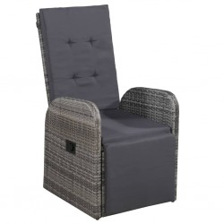 Sonata Накланящ се градински стол с възглавница, полиратан, сив - Градински столове