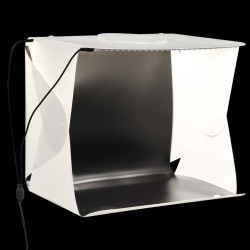 Sonata Сгъваема палатка за продуктова фотография LED 40x34x37 см бяла - Обзавеждане на Бизнес обекти