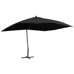 Sonata Окачен чадър с дървен прът, 400x300 см, черен - Сенници и Чадъри