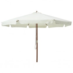 Sonata Градински чадър с дървен прът, 330 см, пясъчнобял - Сенници и Чадъри