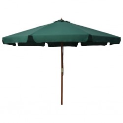 Sonata Градински чадър с дървен прът, 330 см, зелен - Сенници и Чадъри