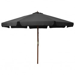 Sonata Градински чадър с дървен прът, 330 см, антрацит - Сенници и Чадъри