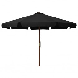 Sonata Градински чадър с дървен прът, 330 см, черен - Сенници и Чадъри