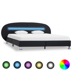 Sonata Рамка за легло с LED, черна, изкуствена кожа, 140x200 cм - Легла