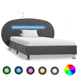 Sonata Рамка за легло с LED, сива, изкуствена кожа, 90x200 cм - Легла