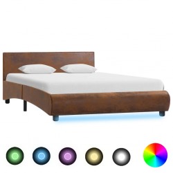 Sonata Рамка за легло с LED, кафява, текстил, 140x200 см - Легла
