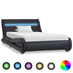 Sonata Рамка за легло с LED, черна, изкуствена кожа, 90x200 cм - Легла