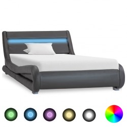 Sonata Рамка за легло с LED, сива, изкуствена кожа, 100x200 cм - Легла