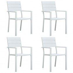 Sonata Градински столове, 4 бр, бели, HDPE, имитация на дърво - Градински столове