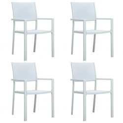 Sonata Градински столове, 4 бр, бели, пластмасов ратан - Градински столове