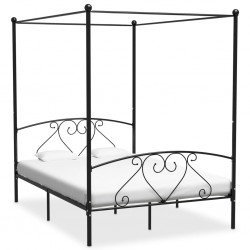 Sonata Рамка за легло с балдахин, черна, метал, 140x200 cм - Легла
