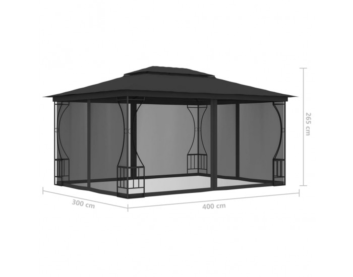 Sonata Градинска шатра със завеси, 300x400x265 см, антрацит