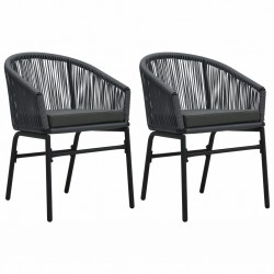 Sonata Градински столове, 2 бр, антрацит, PVC ратан - Градински столове