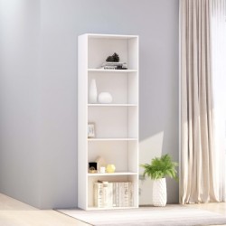 Sonata 5-етажна библиотека, бяла, 60x30x189 см, ПДЧ - Етажерки