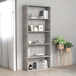 Sonata 5-етажна библиотека, бетонно сива, 80x30x189 см, ПДЧ - Етажерки