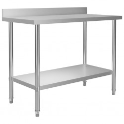 Sonata Кухненска работна маса с панел 120x60x93 см неръждаема стомана - Кухненски шкафове