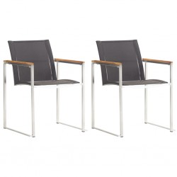 Sonata Градински столове, 2 бр, textilene и неръждаема стомана, сиви - Градински столове