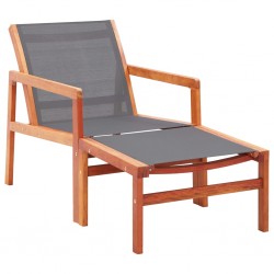 Sonata Градински стол с подложка за крака сив евкалипт масив textilene - Градински столове