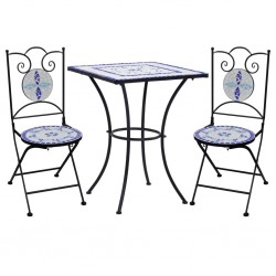 Sonata Бистро комплект мозайка 3 части керамика синьо и бяло - Комплекти маси и столове