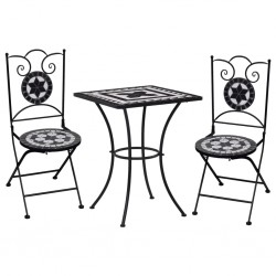 Sonata Бистро комплект мозайка 3 части керамика черно и бяло - Комплекти маси и столове