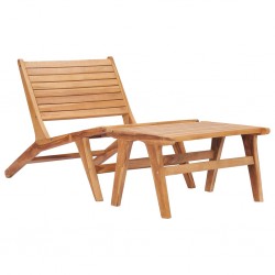 Sonata Градински стол с подложка за крака, тиково дърво масив - Градински столове