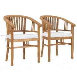 Sonata Градински столове с възглавници, 2 бр, тиково дърво масив - Градински столове