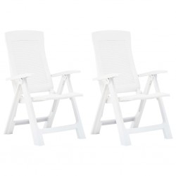 Sonata Градински регулируеми столове, 2 бр, пластмаса, бели - Градински столове