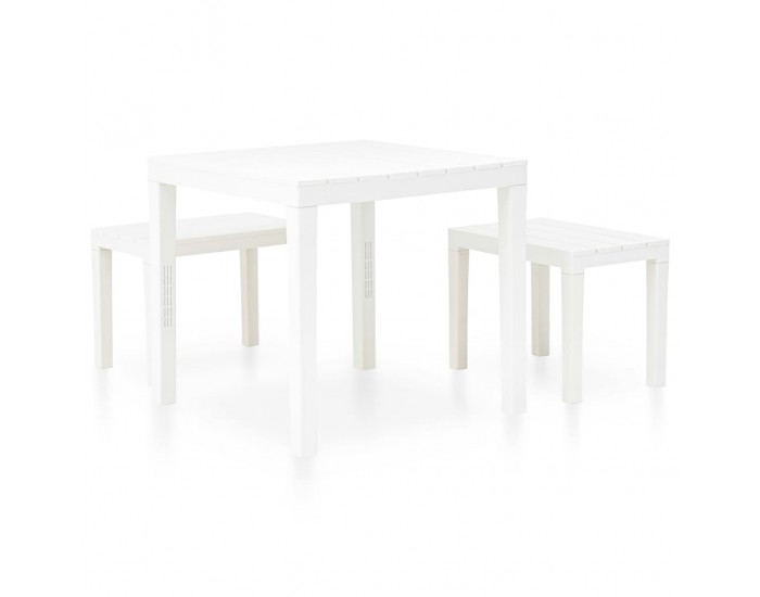 Sonata Градинска маса с 2 пейки, пластмаса, бяла