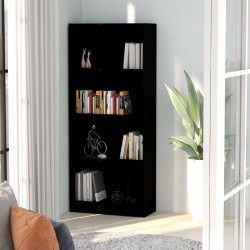 Sonata 4-етажна библиотека, черна, 60x24x142 см, ПДЧ - Етажерки