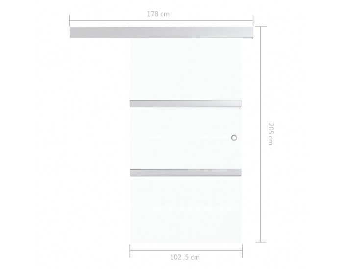 Sonata Плъзгаща врата с меки стопери ESG стъкло 102,5x205 см сребриста