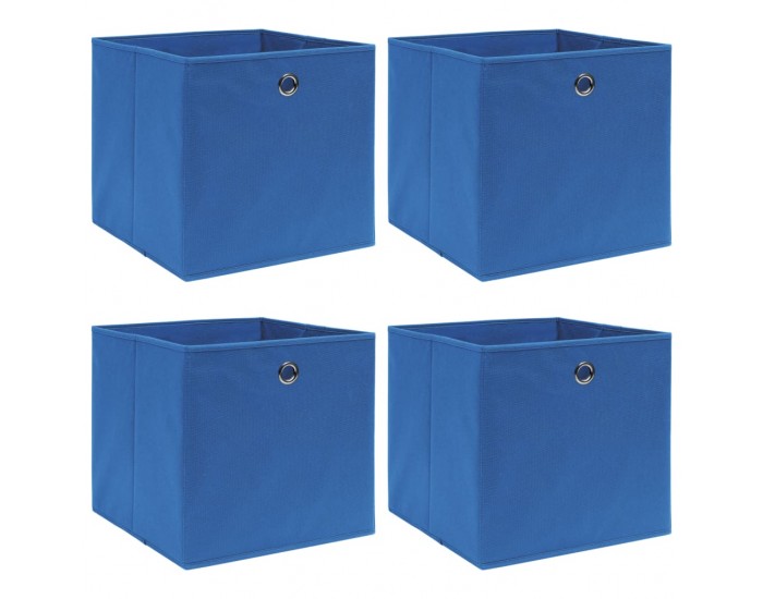 Sonata Кутии за съхранение, 4 бр, сини, 32x32x32 см, текстил
