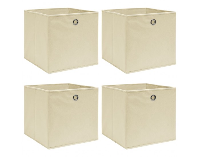 Sonata Кутии за съхранение, 4 бр, кремави, 32x32x32 см, текстил