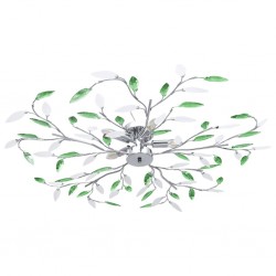 Sonata Лампа за таван с акрилни кристални листа за 5 крушки E14 зелена - Осветителни тела