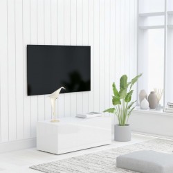 Sonata ТВ шкаф, бял гланц, 80x34x30 см, ПДЧ - Мебели и Интериор